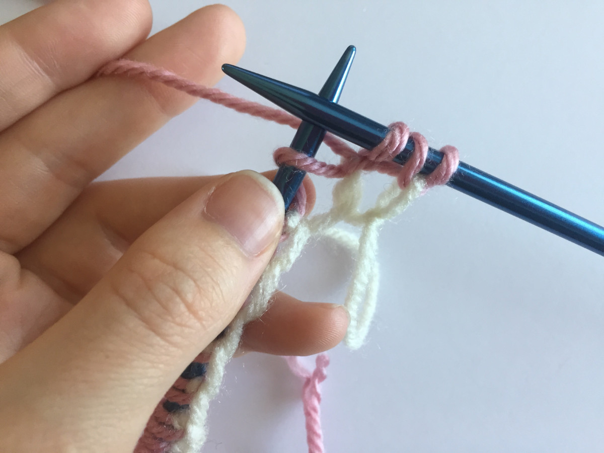 Knitting the next stitch in the second row