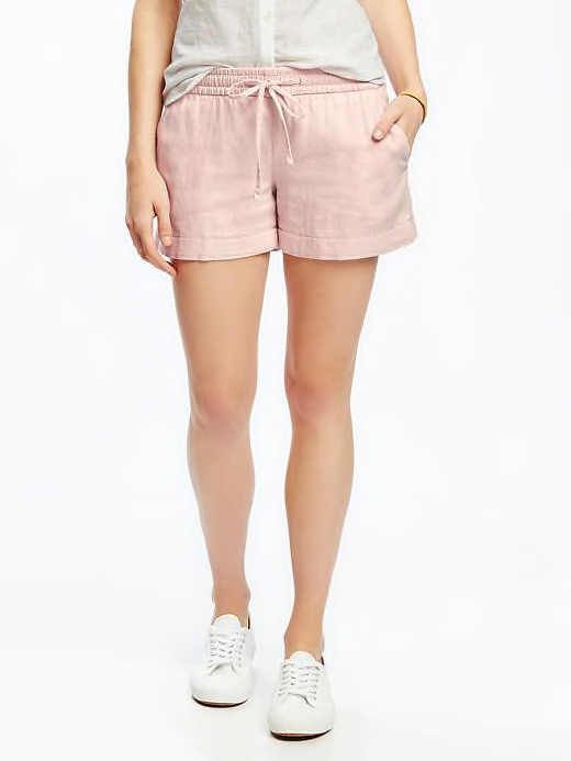 Blush pink linen shorts from Old Navy