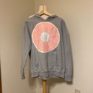 Grey + Pink Quilt Applique Sweatshirt