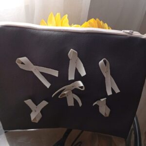 GREY WALLET WITH WHITE TIES